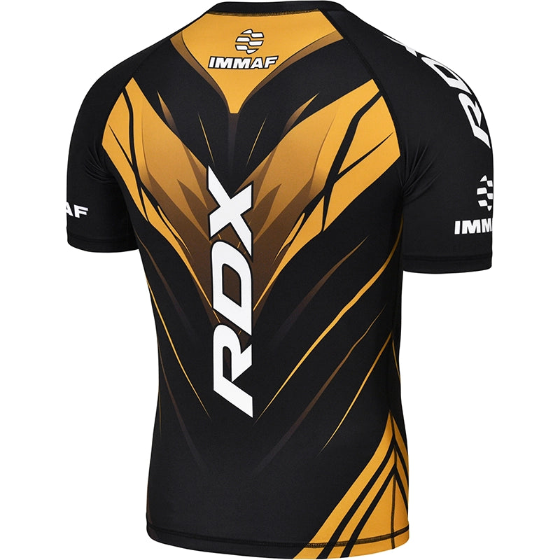 RDX IMMAF Approved Half Sleeves Compression Shirt Golden