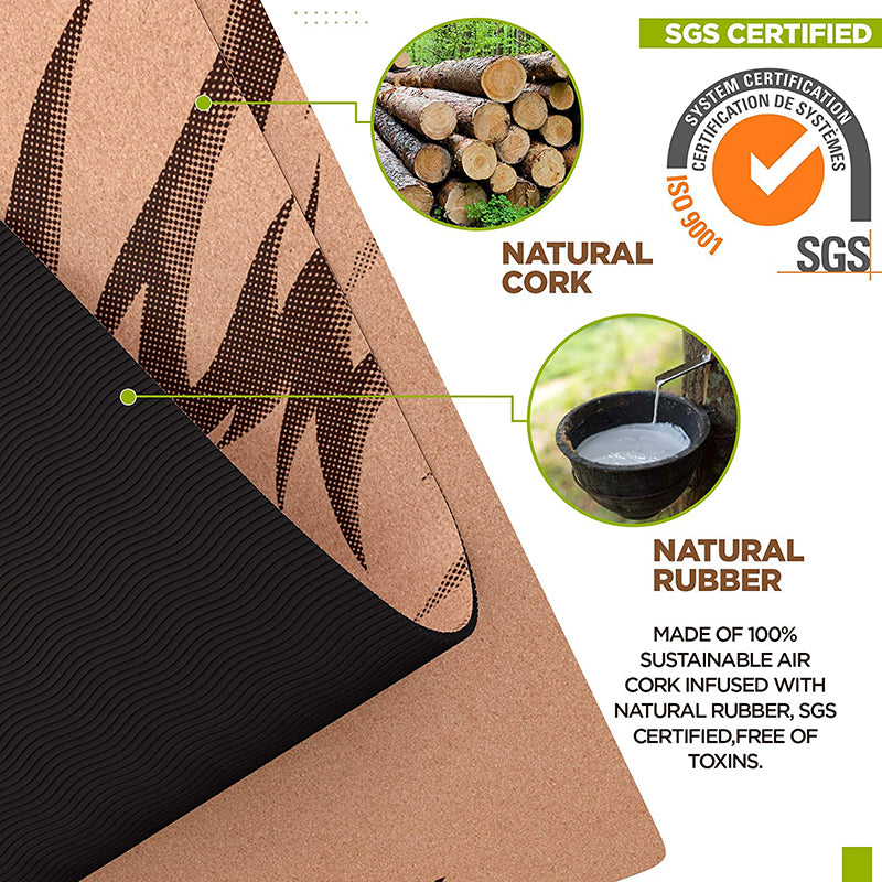 RDX D1 4-in-1 6mm Cork Yoga Mat Set