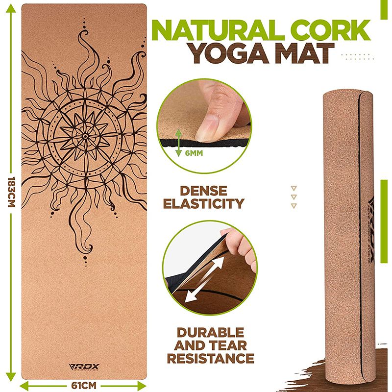 RDX D2 4-in-1 6mm Cork Yoga Mat Set