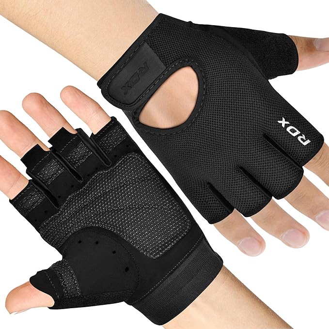 Guanti da palestra in Nylon nero con cinturino lungo in Neoprene e materiale in Guanti da palestra in Nylon nero con cinturino lungo in Neoprene e materiale in