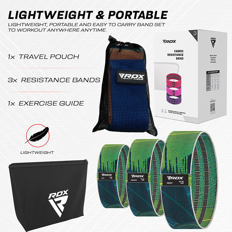 RDX CL Heavy-Duty Fabric Resistance Training Bands for Fitness 