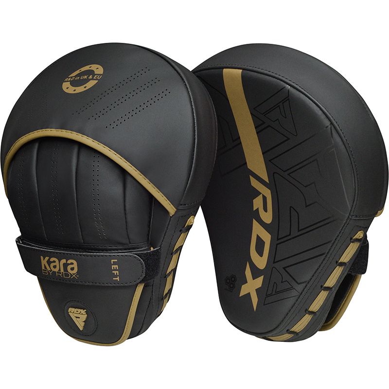 RDX F6 Kids 6oz KARA Boxing Gloves & Focus Pads#color_golden