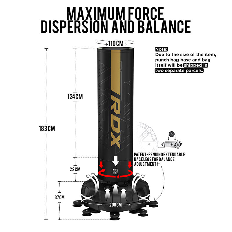 RDX F6 6FT KARA FREE STANDING PUNCH BAG WITH MITTS SET#color_golden