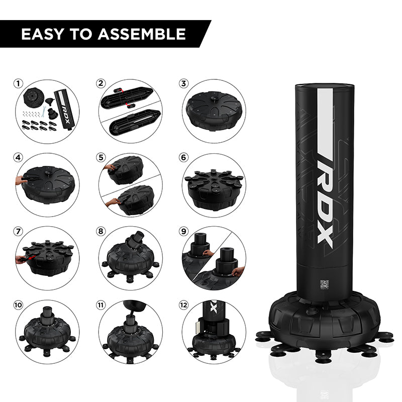 RDX F6 6FT KARA FREE STANDING PUNCH BAG WITH MITTS SET#color_white