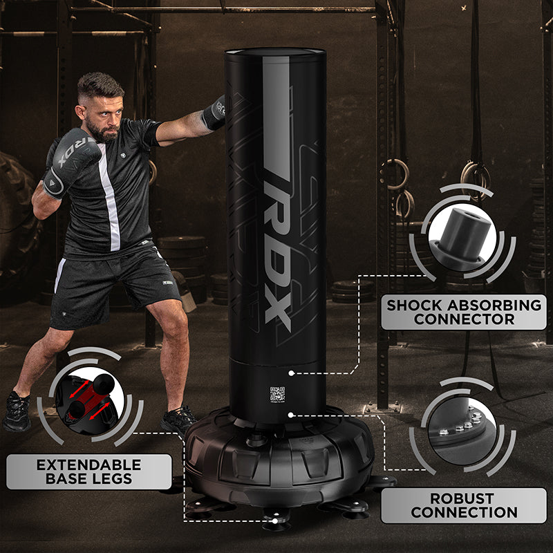 RDX F6 6FT KARA FREE STANDING PUNCH BAG WITH MITTS SET#color_silver