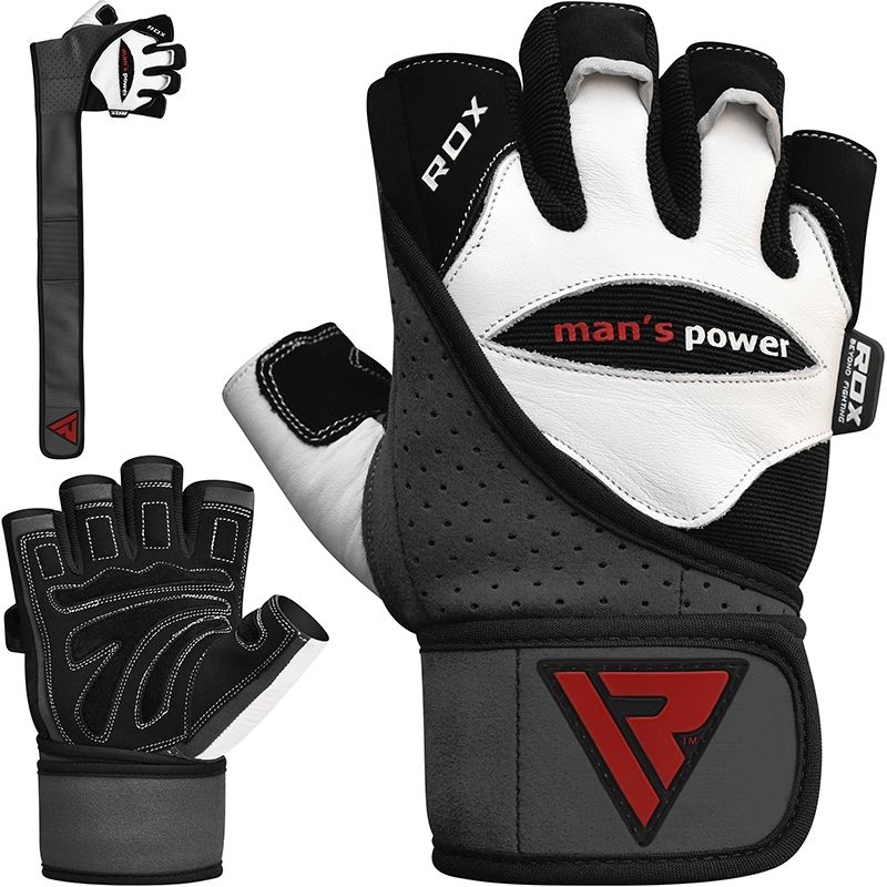 RDX L1 Extra Large White Leather Gym Gloves 