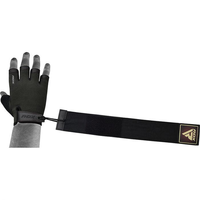 RDX T2 Weightlifting Half Finger Gym Gloves#color_brown