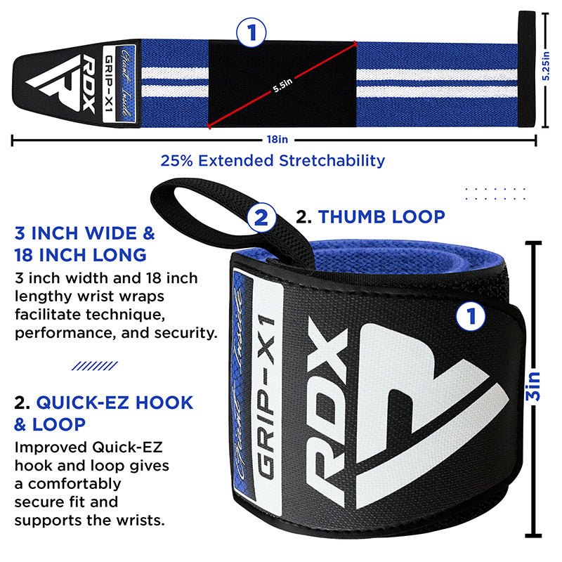 RDX W4 Wrist Support Wraps for Weight Lifting#color_blue