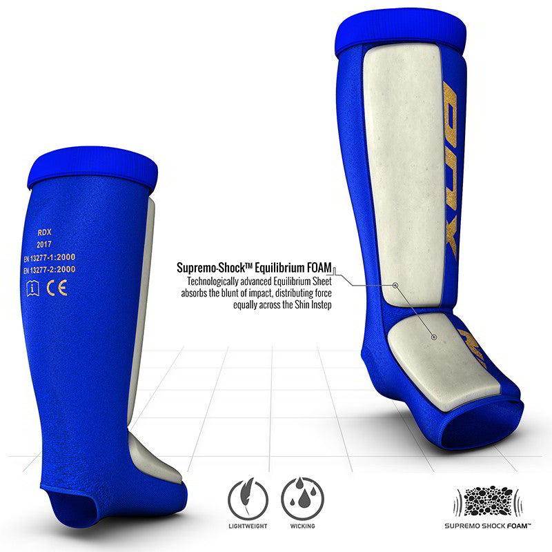 RDX SI MMA Gel Padded Lightweight Shin Instep Guard OEKO-TEX® Standard 100 certified#color_blue