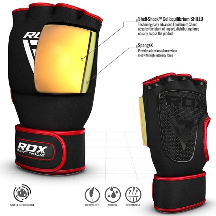 RDX X8 Boxing Inner Gel Glove with Wrist Strap#color_red